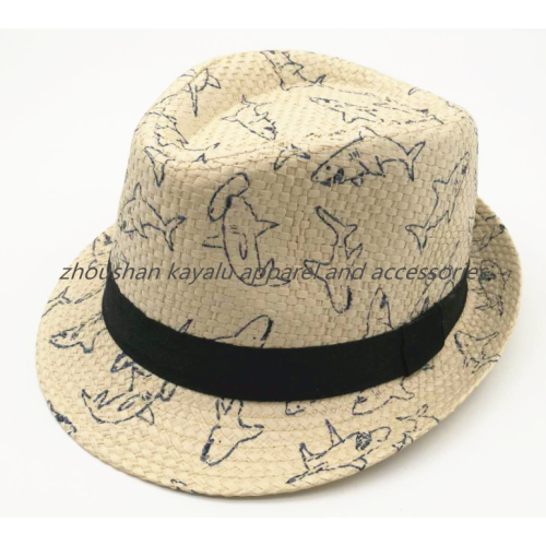 Dětský žraločí slaměný klobouk Beach Hat